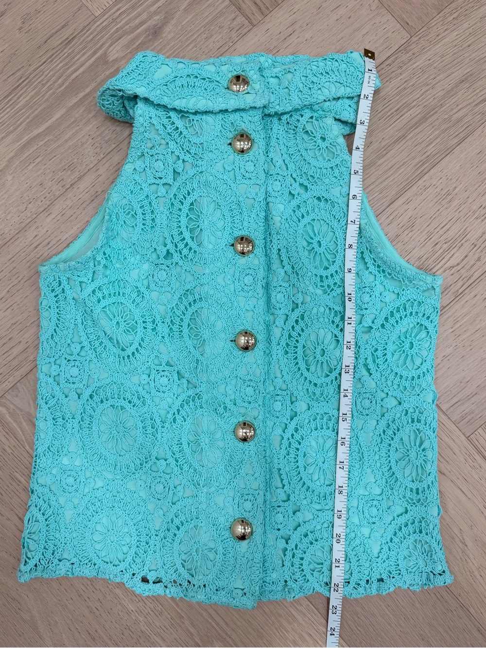 Sail to Sable Mint Eyelet Cowl Neck Top - Picture 6 of 9